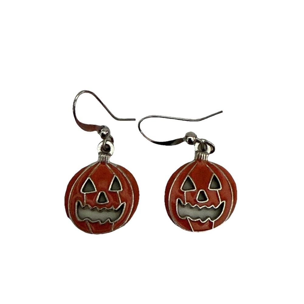 Jack O Lantern Pumpkin Earrings Halloween Dangle